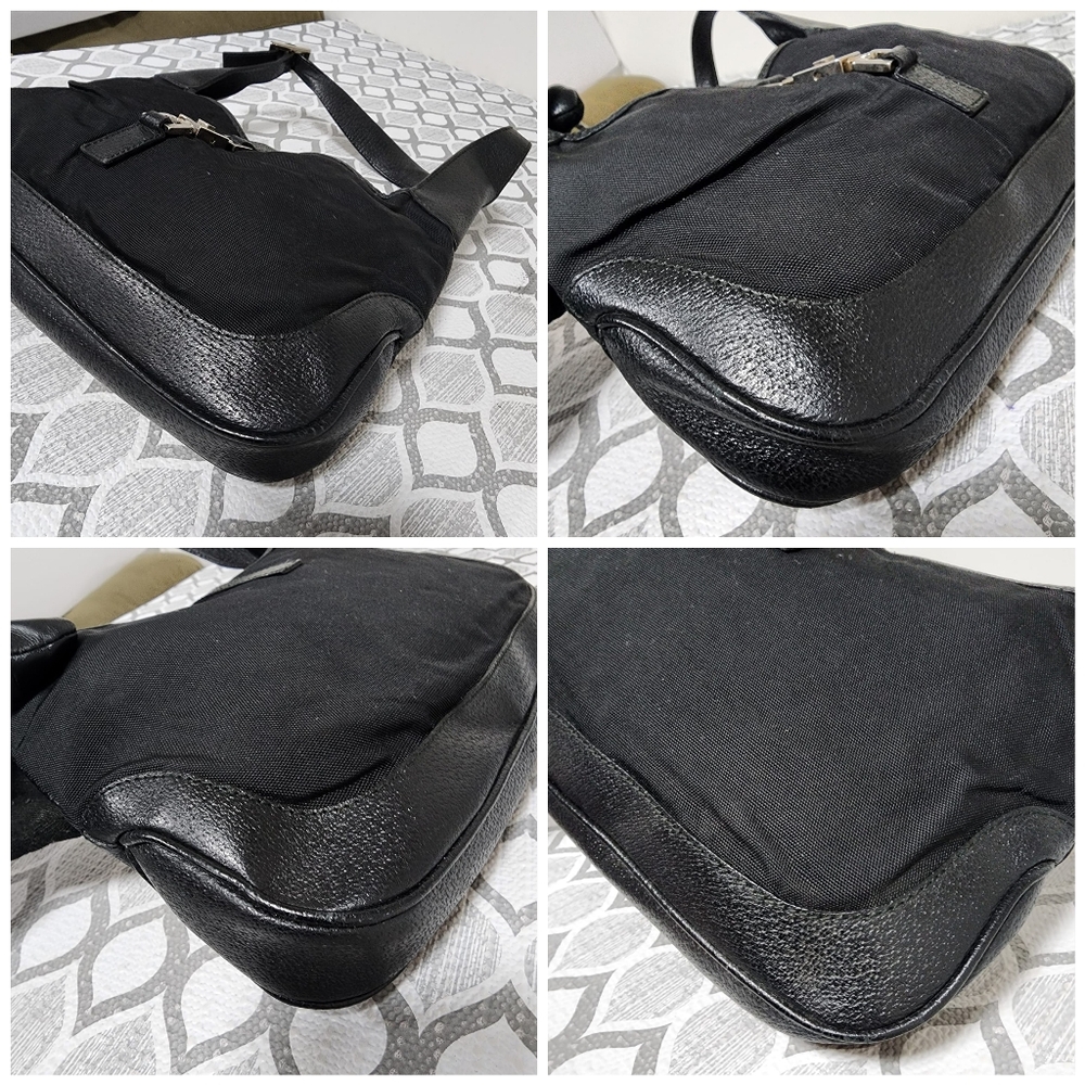 GUCCI Vintage GG Canvas Jackie Denim Shoulder Bag Black - Picture 12 of 13